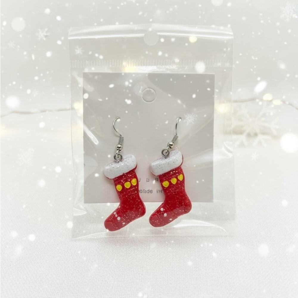 Festive Red Stocking‎ Earrings